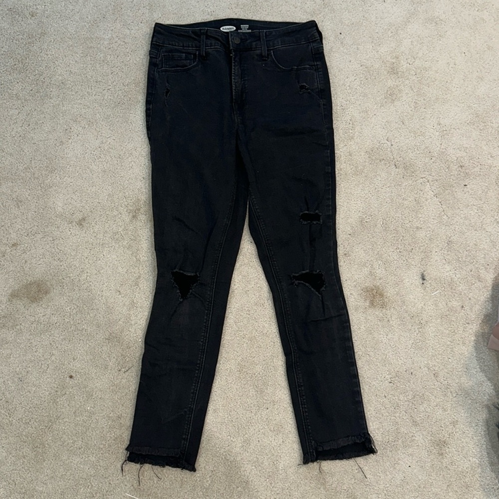 old navy black distressed jeans